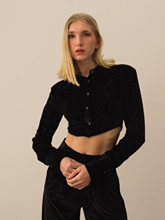 Xint Siyah Esnek Dokulu Regular Fit Gömlek