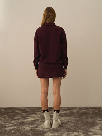 Xint Bordo Pamuk Dokulu Regular Fit Sweatshirt