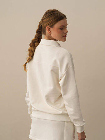Xint Ekru Pamuk Dokulu Regular Fit Sweatshirt