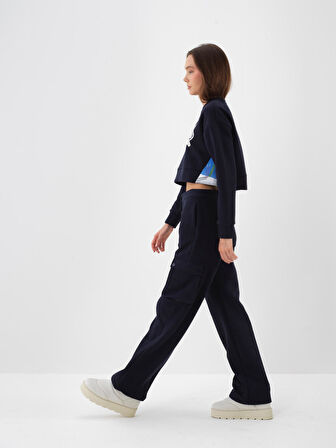 Xint Lacivert Pamuk Dokulu Oversize Sweatshirt