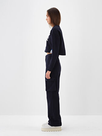 Xint Lacivert Pamuk Dokulu Oversize Sweatshirt