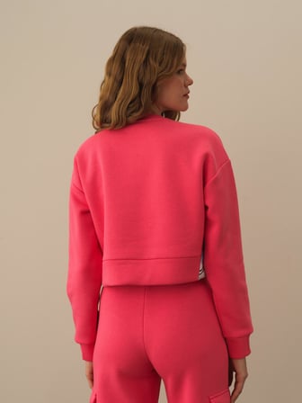Xint Pembe Pamuk Dokulu Oversize Sweatshirt