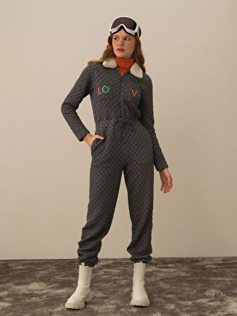 Xint Koyu Gri Pamuk Dokulu Regular Fit Tulum