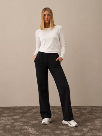 Xint Siyah Pamuk Dokulu Regular Fit Sweat Pantolon