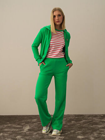 Xint Yeşil Pamuk Dokulu Regular Fit Sweat Pantolon