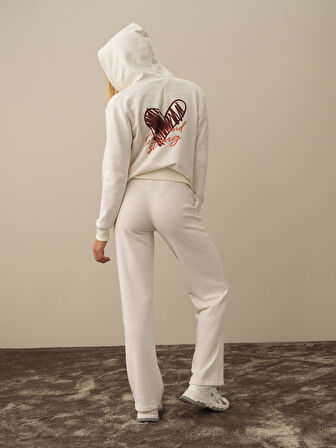 Xint Ekru Pamuk Dokulu Regular Fit Sweat Pantolon