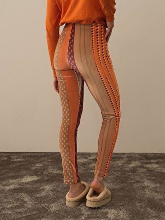 Xint Oranj Esnek Dokulu Slim Fit Tayt