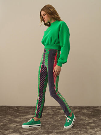 Xint Pembe Esnek Dokulu Slim Fit Tayt