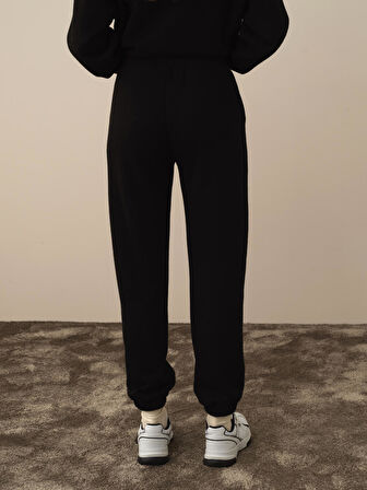 Xint Siyah Pamuk Dokulu Oversize Sweat Pantolon