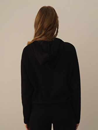 Xint Siyah Pamuk Dokulu Oversize Sweatshirt