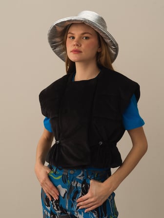 Xint Siyah Esnek Dokulu Regular Fit Yelek