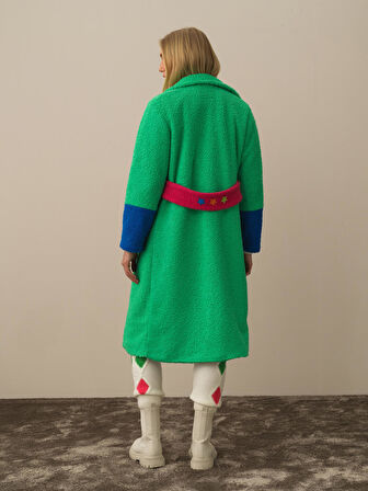 Xint Yeşil Formunu Koruyan Oversize Kaban