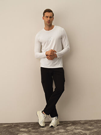 Xint Kırık Beyaz Modal Dokulu Slim Fit Uzun Kollu Tişört