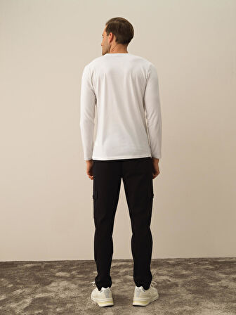 Xint Kırık Beyaz Modal Dokulu Slim Fit Uzun Kollu Tişört