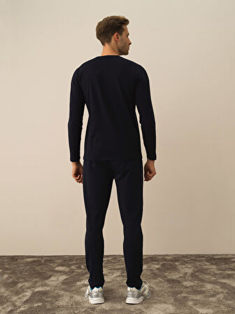 Xint Lacivert Modal Dokulu Slim Fit Uzun Kollu Tişört