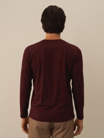 Xint Bordo Modal Dokulu Slim Fit Uzun Kollu Tişört