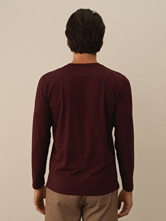 Xint Bordo Modal Dokulu Slim Fit Uzun Kollu Tişört