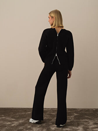 Xint Siyah Doğal Yün Dokulu Regular Fit Kazak