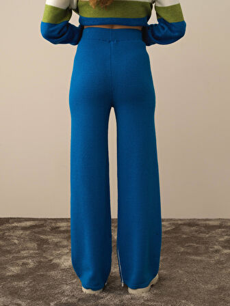 Xint Mavi Doğal Yün Dokulu Regular Fit Pantolon