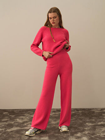 Xint Pembe Doğal Yün Dokulu Regular Fit Pantolon