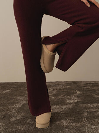 Xint Bordo Doğal Yün Dokulu Regular Fit Pantolon