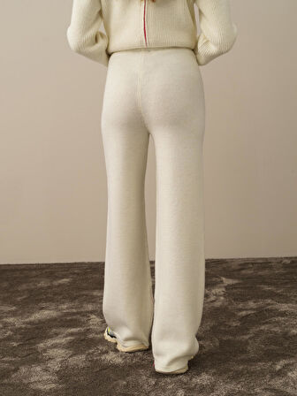 Xint Ekru Doğal Yün Dokulu Regular Fit Pantolon