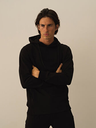 Xint Siyah Pamuk Dokulu Regular Fit Sweatshirt