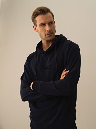 Xint Lacivert Pamuk Dokulu Regular Fit Sweatshirt