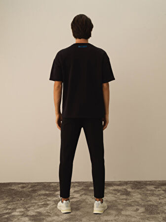 Xint Siyah Pamuk Dokulu Oversize Tişört
