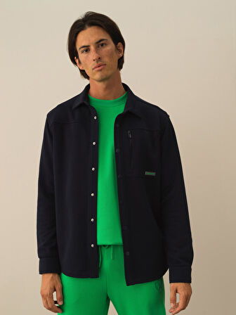 Xint Lacivert Pamuk Dokulu Regular Fit Gömlek