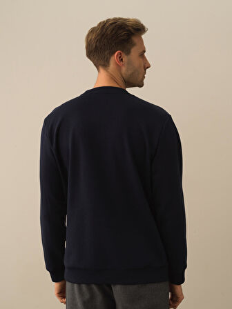 Xint Lacivert Pamuk Dokulu Regular Fit Sweatshirt