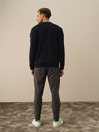 Xint Lacivert Pamuk Dokulu Regular Fit Sweatshirt
