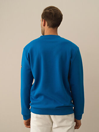 Xint Mavi Pamuk Dokulu Regular Fit Sweatshirt