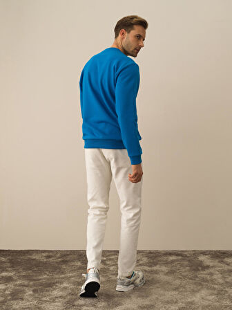 Xint Mavi Pamuk Dokulu Regular Fit Sweatshirt