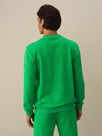 Xint Yeşil Pamuk Dokulu Regular Fit Sweatshirt