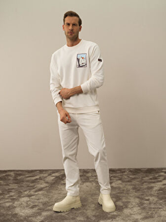 Xint Ekru Pamuk Dokulu Regular Fit Sweatshirt