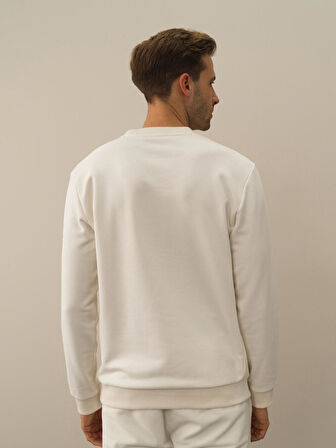 Xint Ekru Pamuk Dokulu Regular Fit Sweatshirt