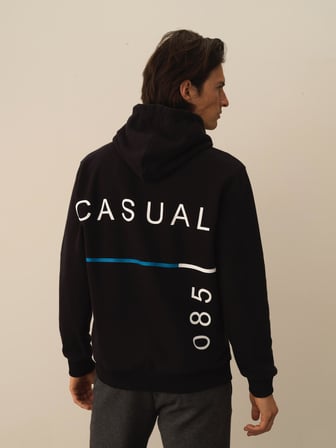 Xint Siyah Pamuk Dokulu Regular Fit Sweatshirt