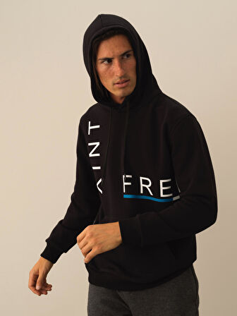 Xint Siyah Pamuk Dokulu Regular Fit Sweatshirt