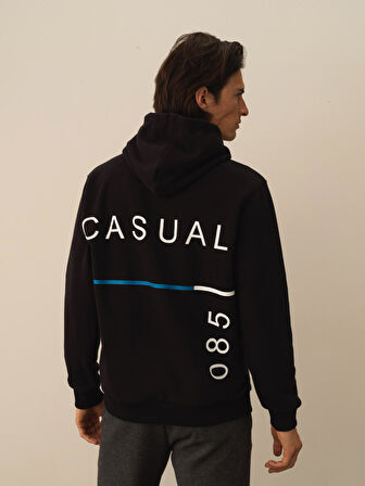 Xint Siyah Pamuk Dokulu Regular Fit Sweatshirt