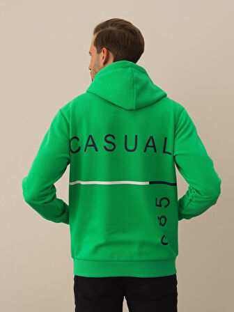 Xint Yeşil Pamuk Dokulu Regular Fit Sweatshirt