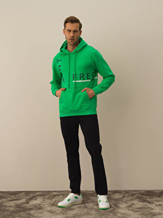 Xint Yeşil Pamuk Dokulu Regular Fit Sweatshirt