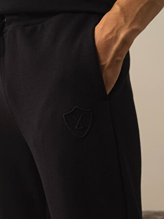 Xint Siyah Pamuk Dokulu Regular Fit Sweat Pantolon