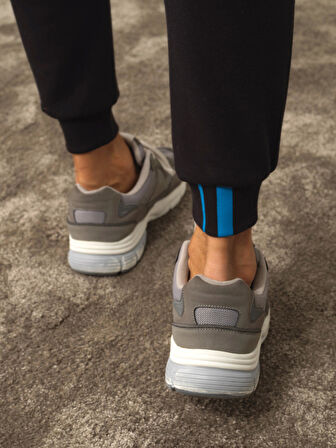 Xint Siyah Pamuk Dokulu Regular Fit Sweat Pantolon