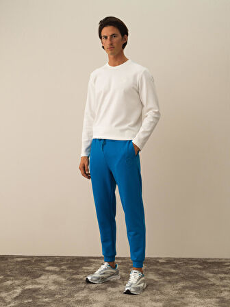 Xint Mavi Pamuk Dokulu Regular Fit Sweat Pantolon