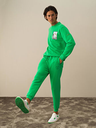 Xint Yeşil Pamuk Dokulu Regular Fit Sweat Pantolon