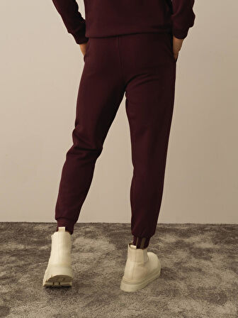 Xint Bordo Pamuk Dokulu Regular Fit Sweat Pantolon