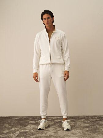 Xint Ekru Pamuk Dokulu Regular Fit Sweat Pantolon