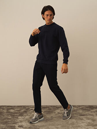 Xint Lacivert Pamuk Dokulu Regular Fit Sweatshirt