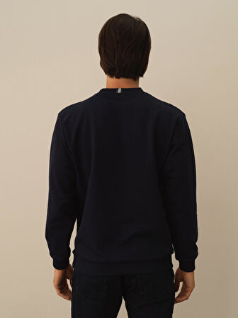 Xint Lacivert Pamuk Dokulu Regular Fit Sweatshirt